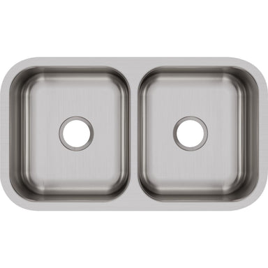 Elkay Dayton Stainless Steel 31-3/4" x 18-1/4" x 8", Equal Double Bowl Undermount Sink-DirectSinks