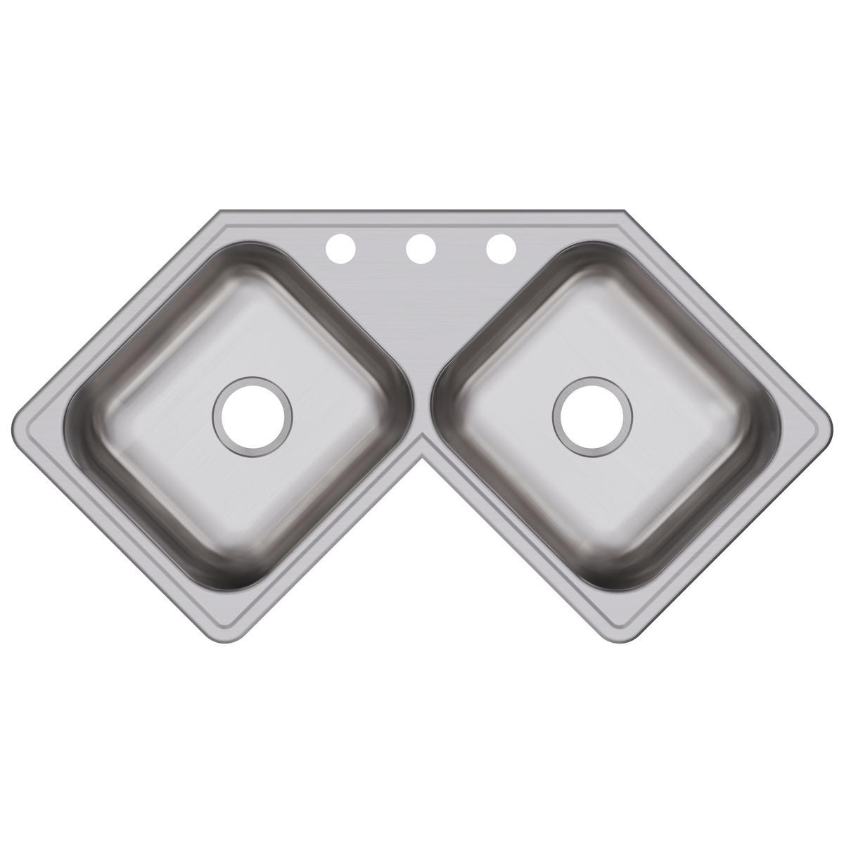 Elkay Dayton Stainless Steel 31-7/8" x 31-7/8" x 7", Equal Double Bowl Corner Sink-DirectSinks