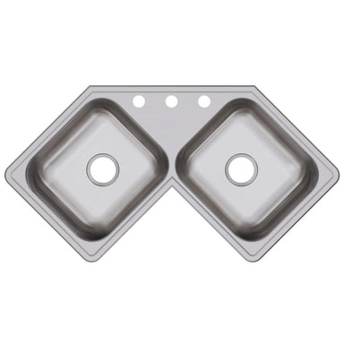 Elkay Dayton Stainless Steel 31-7/8" x 31-7/8" x 7", Equal Double Bowl Corner Sink-DirectSinks