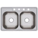 Elkay Dayton Stainless Steel 33" x 21-1/4" x 6-9/16", Equal Double Bowl Drop-in Sink-DirectSinks