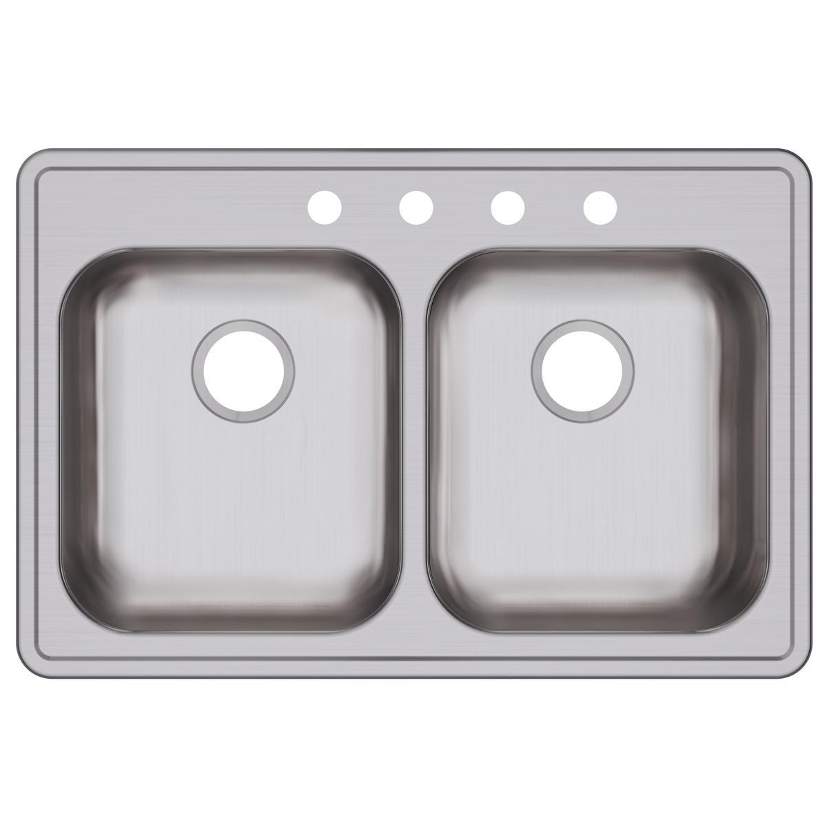Elkay Dayton Stainless Steel 33" x 22" x 5-3/8", Equal Double Bowl Drop-in Sink-DirectSinks