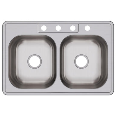 Elkay Dayton Stainless Steel 33" x 22" x 8-1/16", Equal Double Bowl Drop-in Sink-DirectSinks