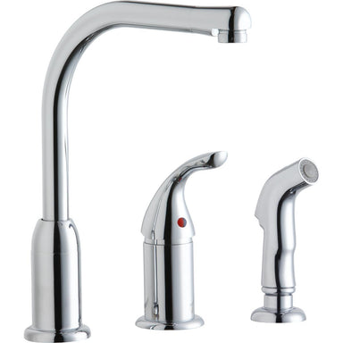 Elkay Everyday Kitchen Deck Mount Faucet with Remote Lever Handle and Side Spray Chrome-DirectSinks