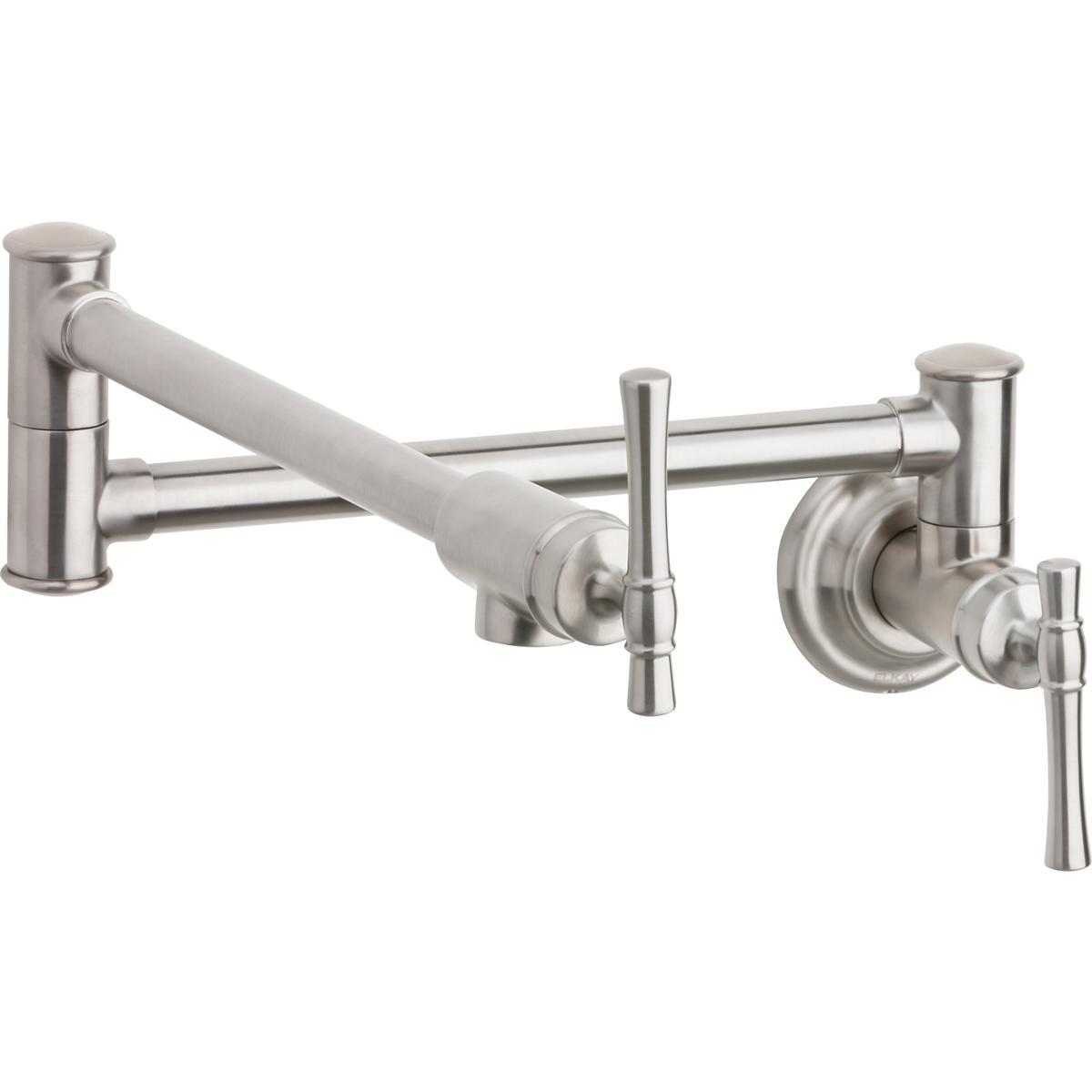 Elkay Explore Wall Mount Single Hole Pot Filler Kitchen Faucet with Lever Handles-DirectSinks