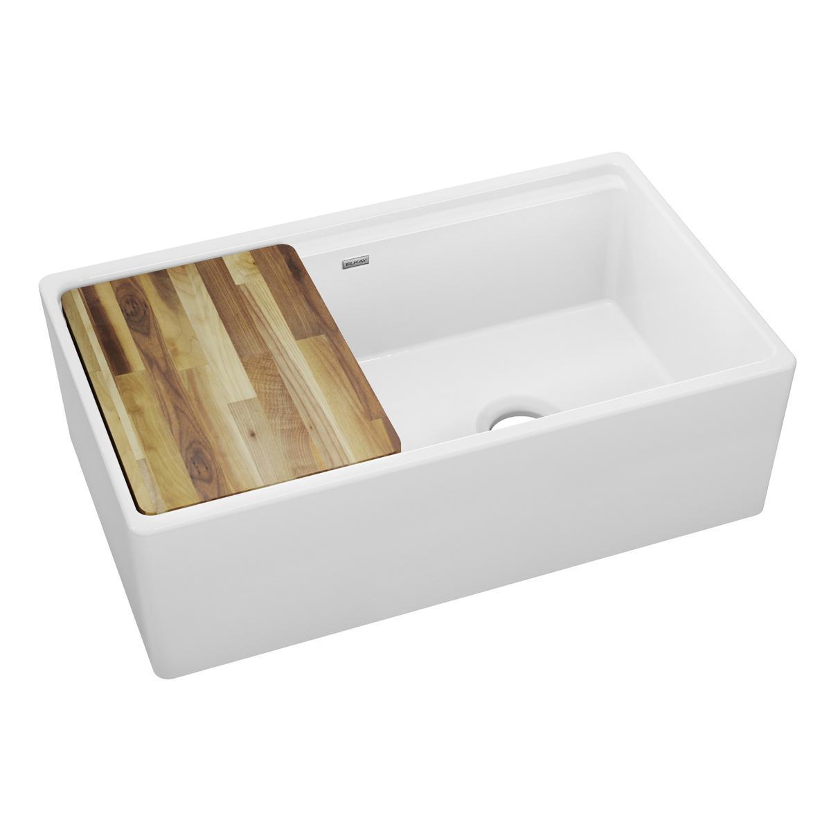 Elkay Fireclay 33" 60/40 Double Bowl Farmhouse Sink with Low Divide-DirectSinks