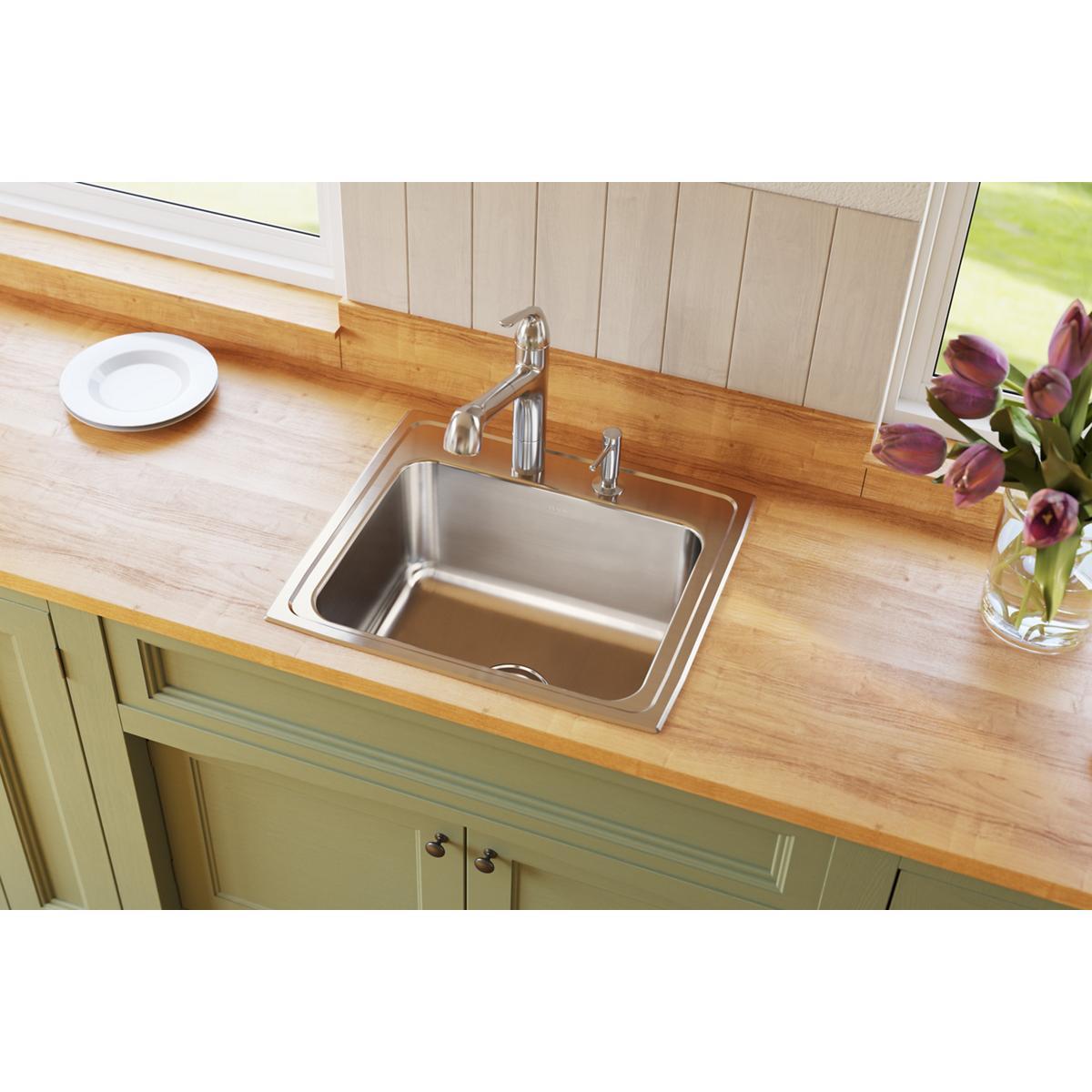 Elkay Lustertone Classic Stainless Steel 22" x 19-1/2" x 10-1/8", Single Bowl Drop-in Sink-DirectSinks