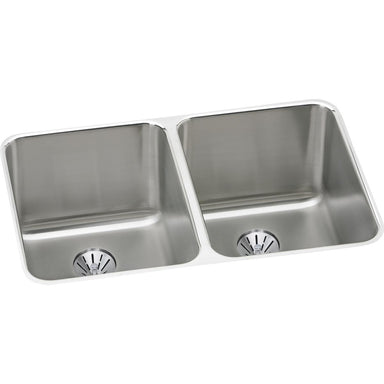 Elkay Lustertone Classic Stainless Steel 31-1/4" x 20" x 9-7/8", Double Bowl Undermount Sink with Perfect Drain-DirectSinks