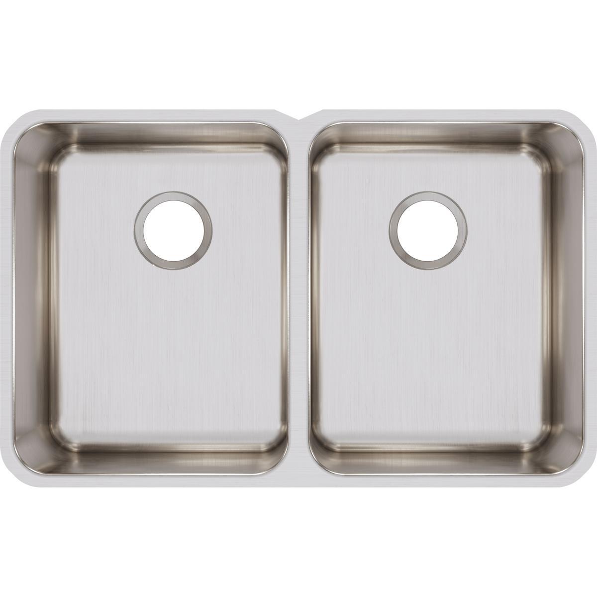Elkay Lustertone Classic Stainless Steel 31-1/4" x 20" x 9-7/8", Equal Double Bowl Undermount Sink-DirectSinks