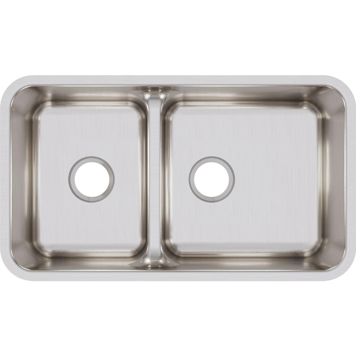 Elkay Lustertone Classic Stainless Steel 32-1/16" x 18-1/2" x 9", 40/60 Double Bowl Undermount Sink with Aqua Divide-DirectSinks
