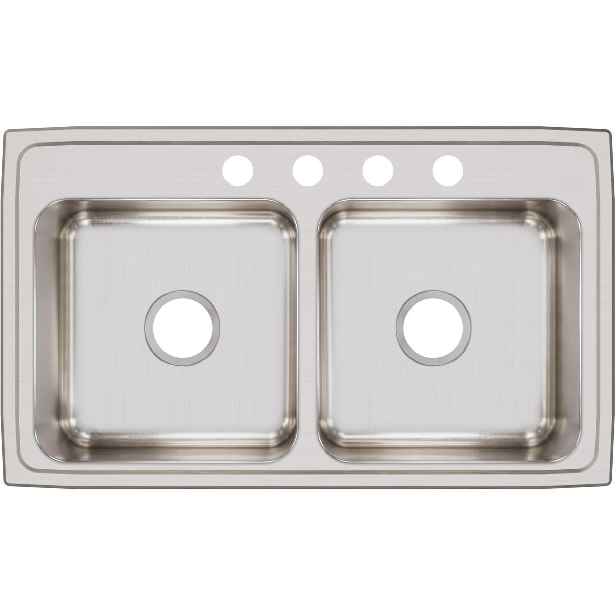 Elkay Lustertone Classic Stainless Steel 33" x 19-1/2" x 7-5/8", Equal Double Bowl Drop-in Sink-DirectSinks