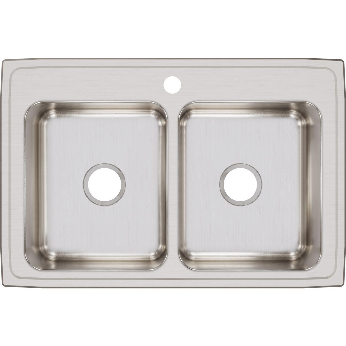 Elkay Lustertone Classic Stainless Steel 33" x 22" x 8-1/8", Equal Double Bowl Drop-in Sink-DirectSinks