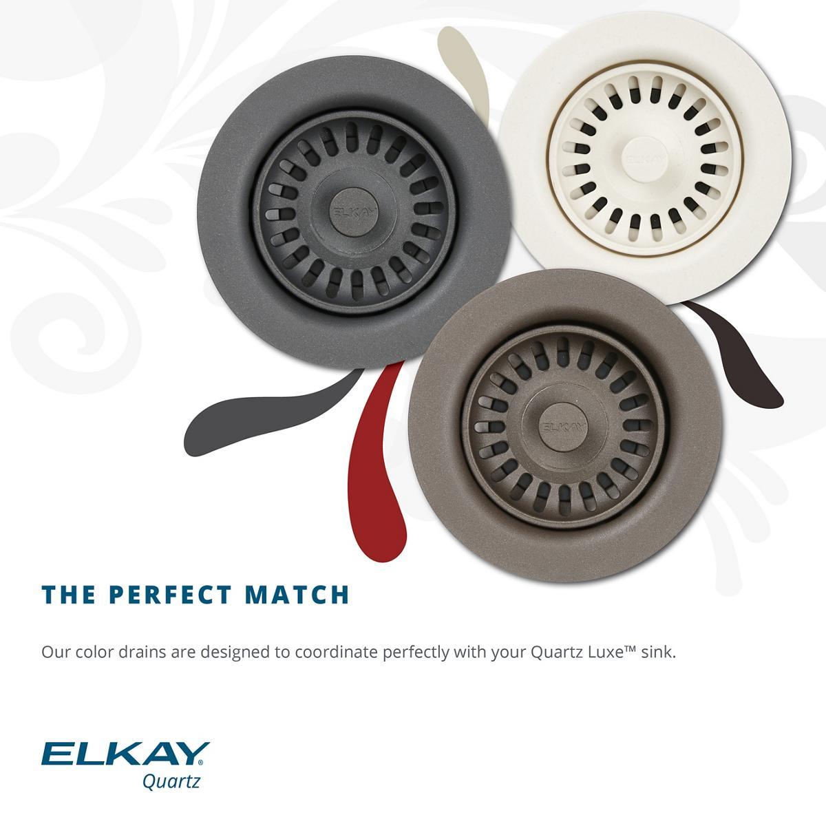 Elkay Polymer 3-1/2" Disposer Flange with Removable Basket Strainer and Rubber Stopper-DirectSinks