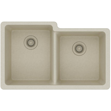 Elkay Quartz Classic 33" x 20-1/2" x 9-1/2", Offset Double Bowl Undermount Sink-DirectSinks