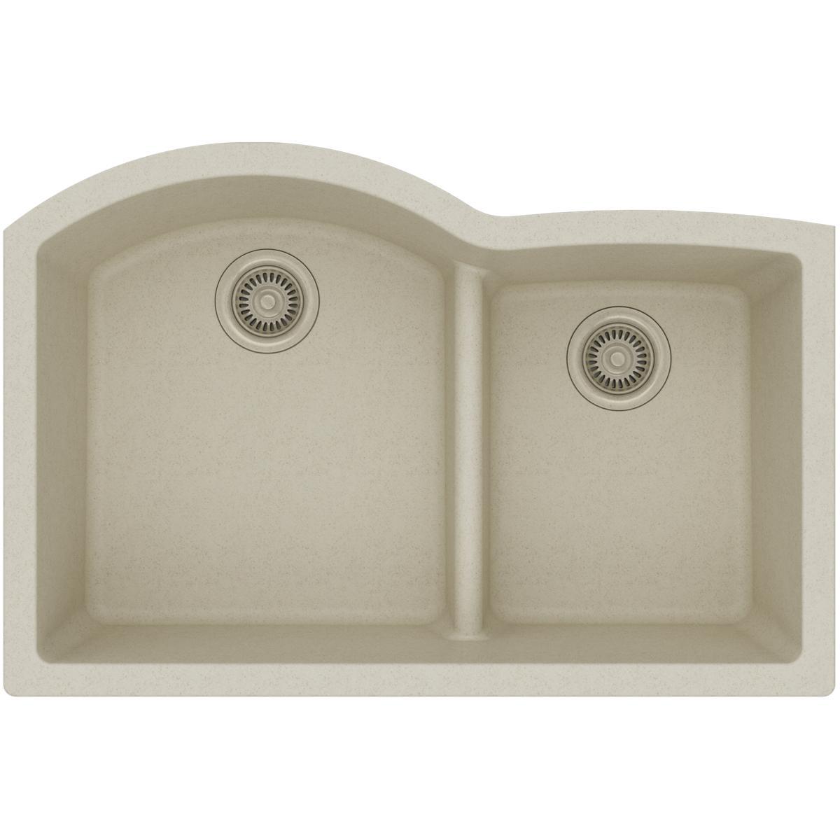 Elkay Quartz Classic 33" x 22" x 10", Offset 60/40 Double Bowl Undermount Sink with Aqua Divide-DirectSinks