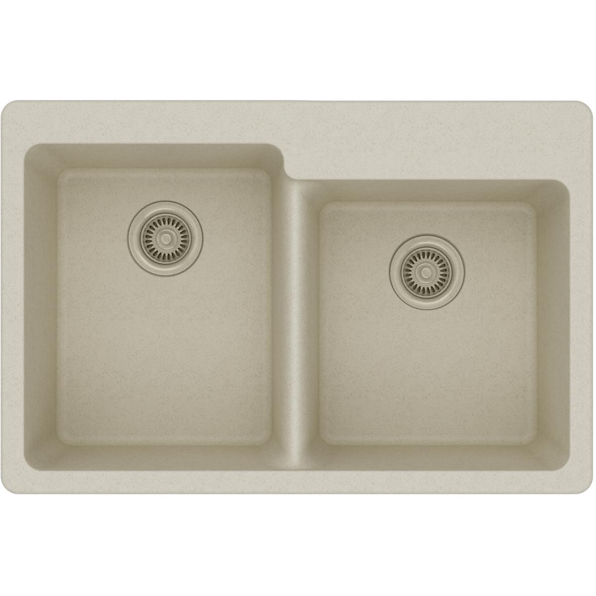 Elkay Quartz Classic 33" x 22" x 9-1/2", Offset Double Bowl Drop-in Sink-DirectSinks