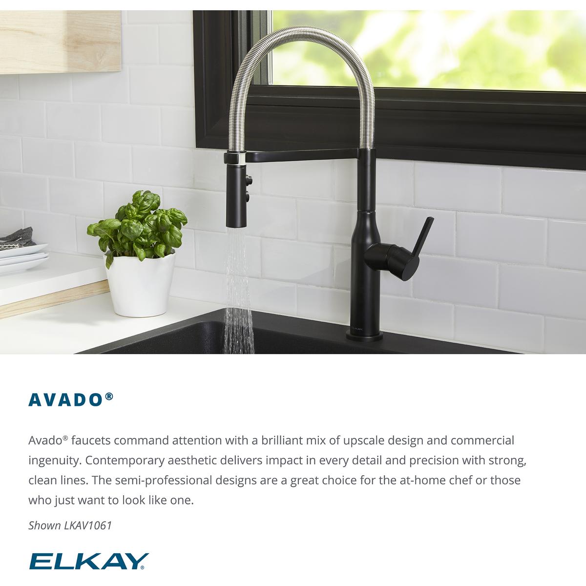 Elkay Avado Single Hole Kitchen Faucet with Semi-professional Spout and Lever Handle