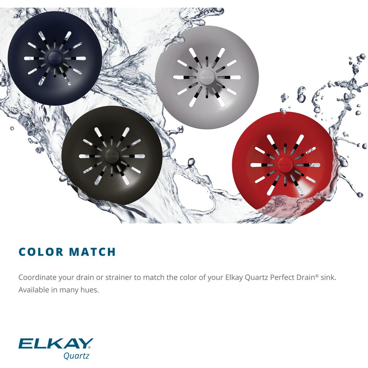 Elkay Quartz Perfect Drain 3-1/2" Removable Polymer Basket Strainer and Rubber Stopper