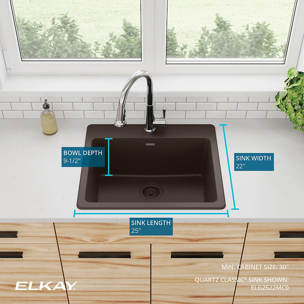 Elkay Quartz Classic 25" x 22" x 9-1/2" Single Bowl Drop-in Sink