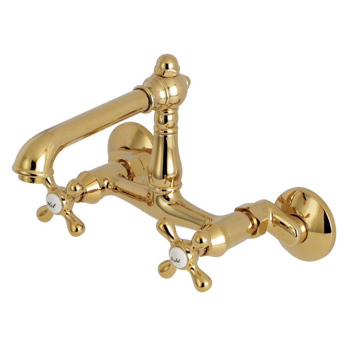 Kingston Brass English Country 6-Inch Adjustable Center Wall Mount Kitchen Faucet