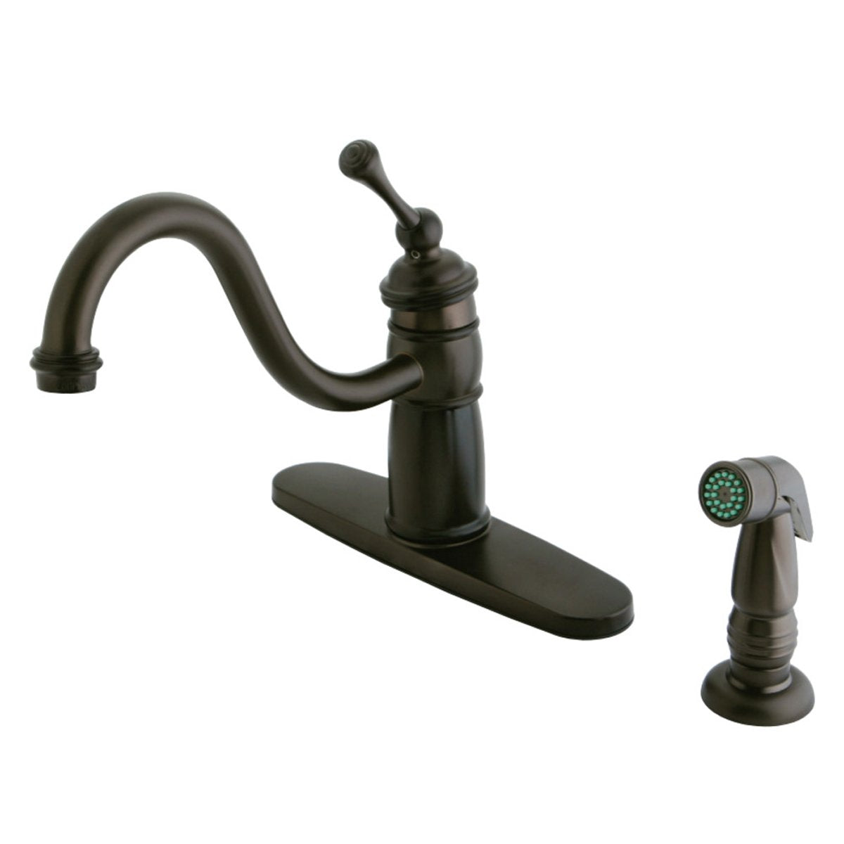 Kingston Brass Georgian Mono Deck Mount Kitchen Faucet with Sprayer