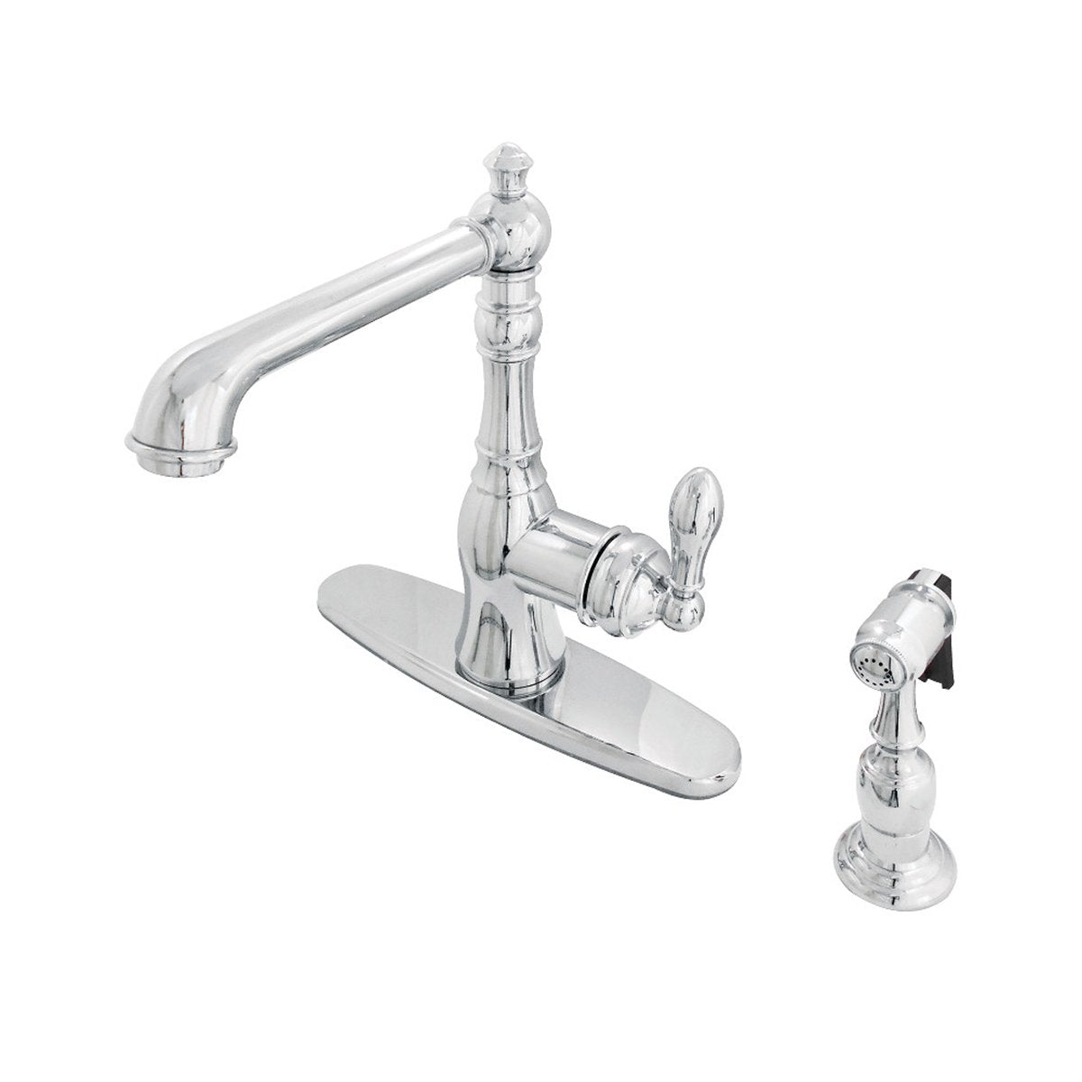 Kingston Brass Gourmetier American Classic Single-Handle Kitchen Faucet with Brass Sprayer