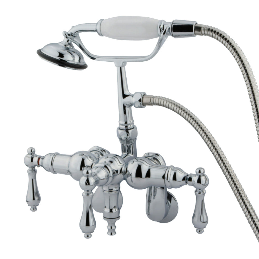 Kingston Brass Vintage Adjustable 3-3/8" - 9" Center Wall Mount Clawfoot Tub Filler with Hand Shower