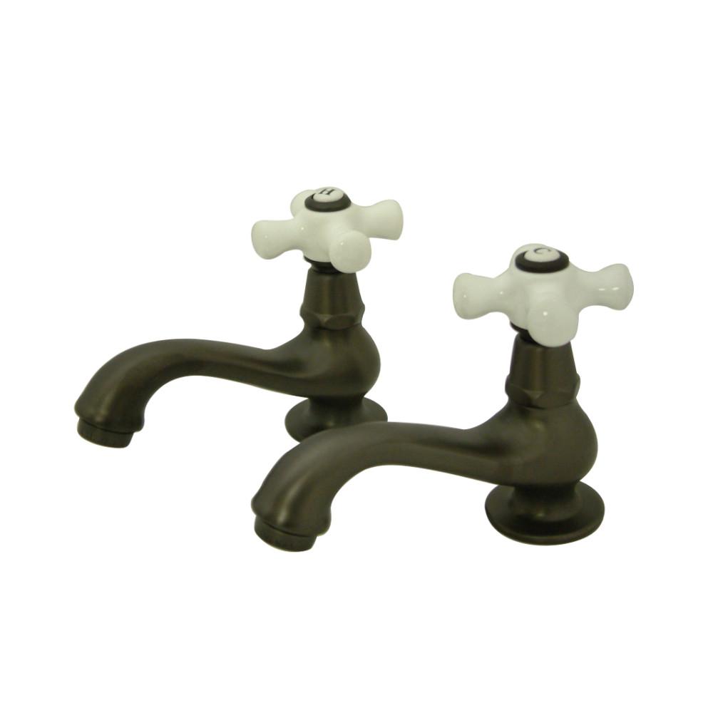 Kingston Brass Heritage Basin Tap Faucet with Porcelain Cross Handle