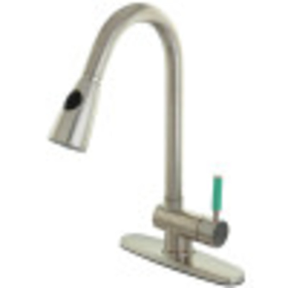 Kingston Brass Gourmetier Green Eden Single Lever Handle Kitchen Faucet with Pull-Down Sprayer