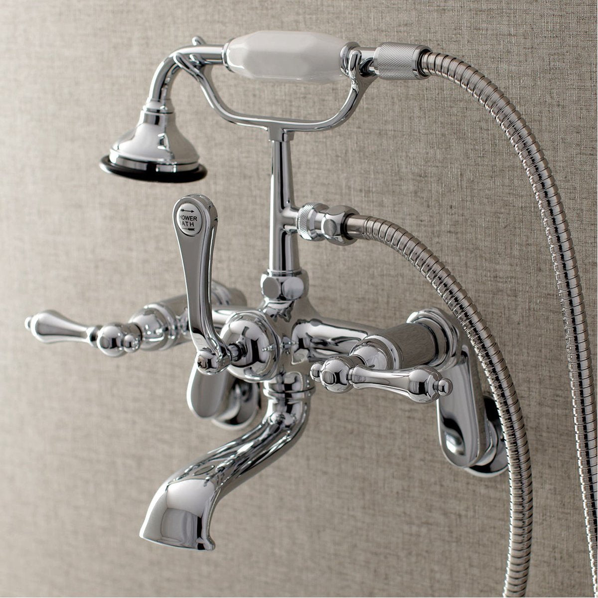 Kingston Heirloom CCK1143AX - Vintage Three-Handle 2-Hole Tub Wall Mou Kingston Heirloom CCK1143AX - Vintage Three-Handle 2-Hole Tub Wall Mou