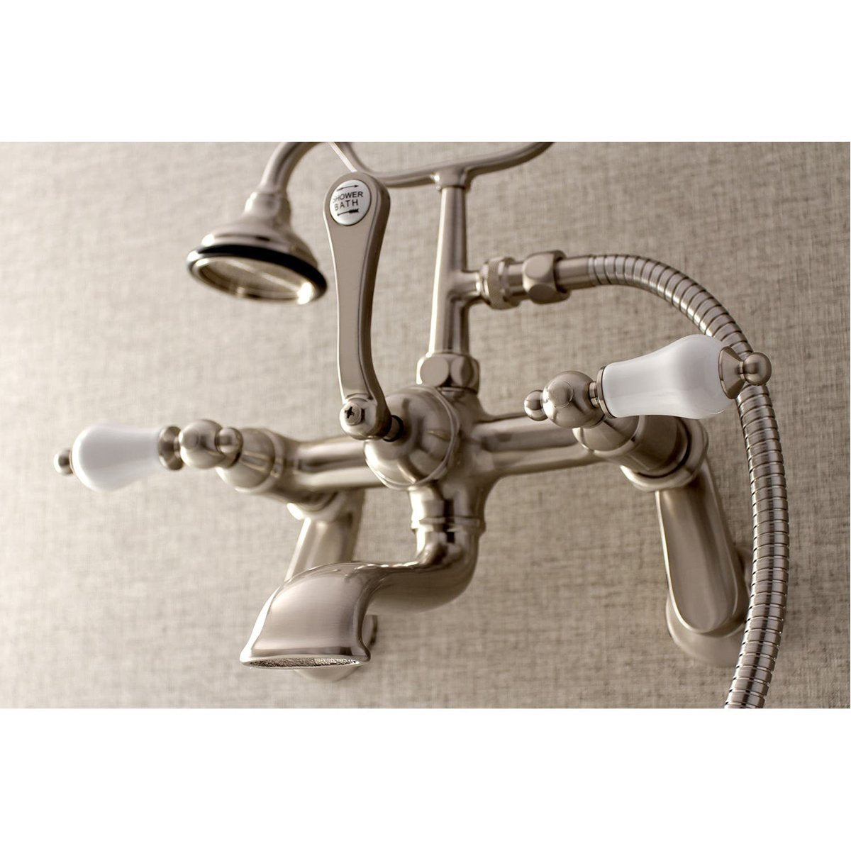 Kingston Brass Aqua Vintage Wall Mount Clawfoot Tub Faucet with Hand Shower