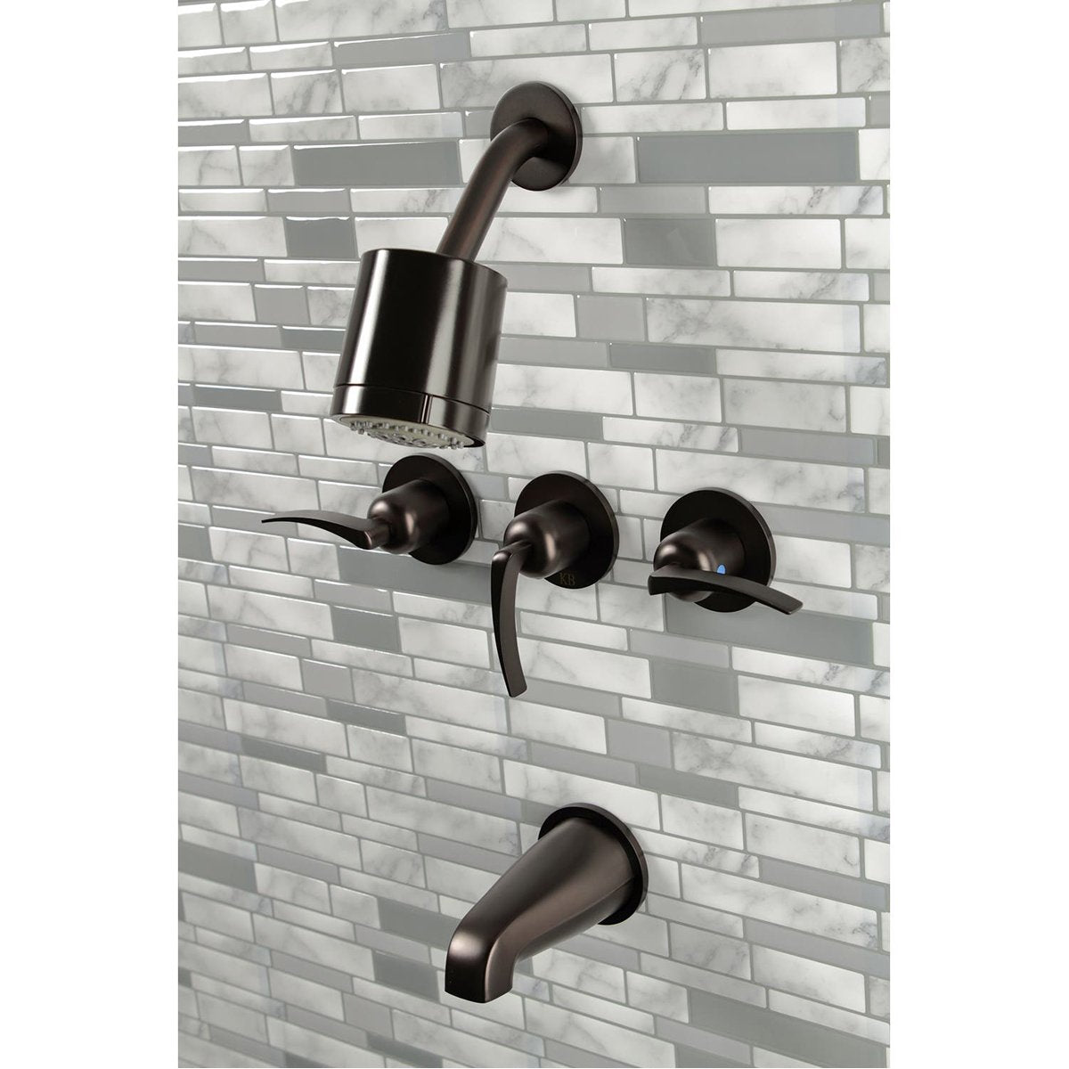 Kingston Brass Centurion Three-Handle Tub and Shower Faucet