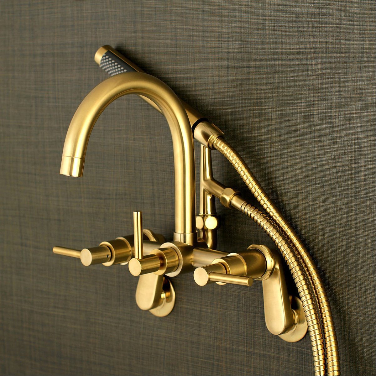 Kingston Brass Concord Deck Mount Wall Mount Tub Filler with Hand Shower