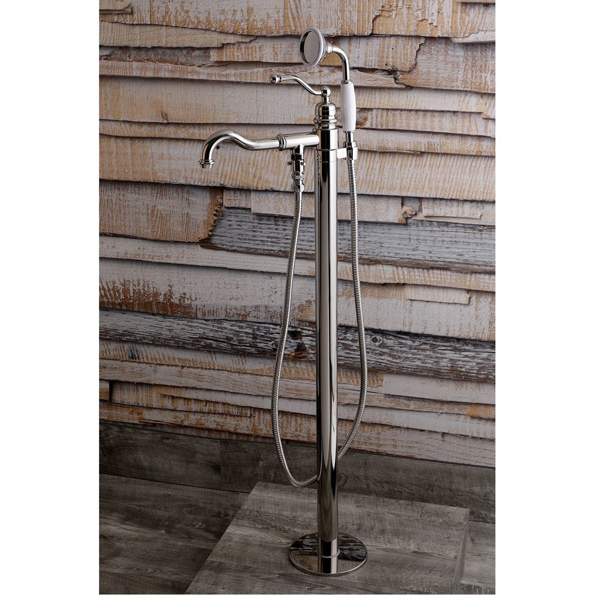 Kingston Brass English Country Single-Handle Freestanding Roman Tub Filler with Hand Shower