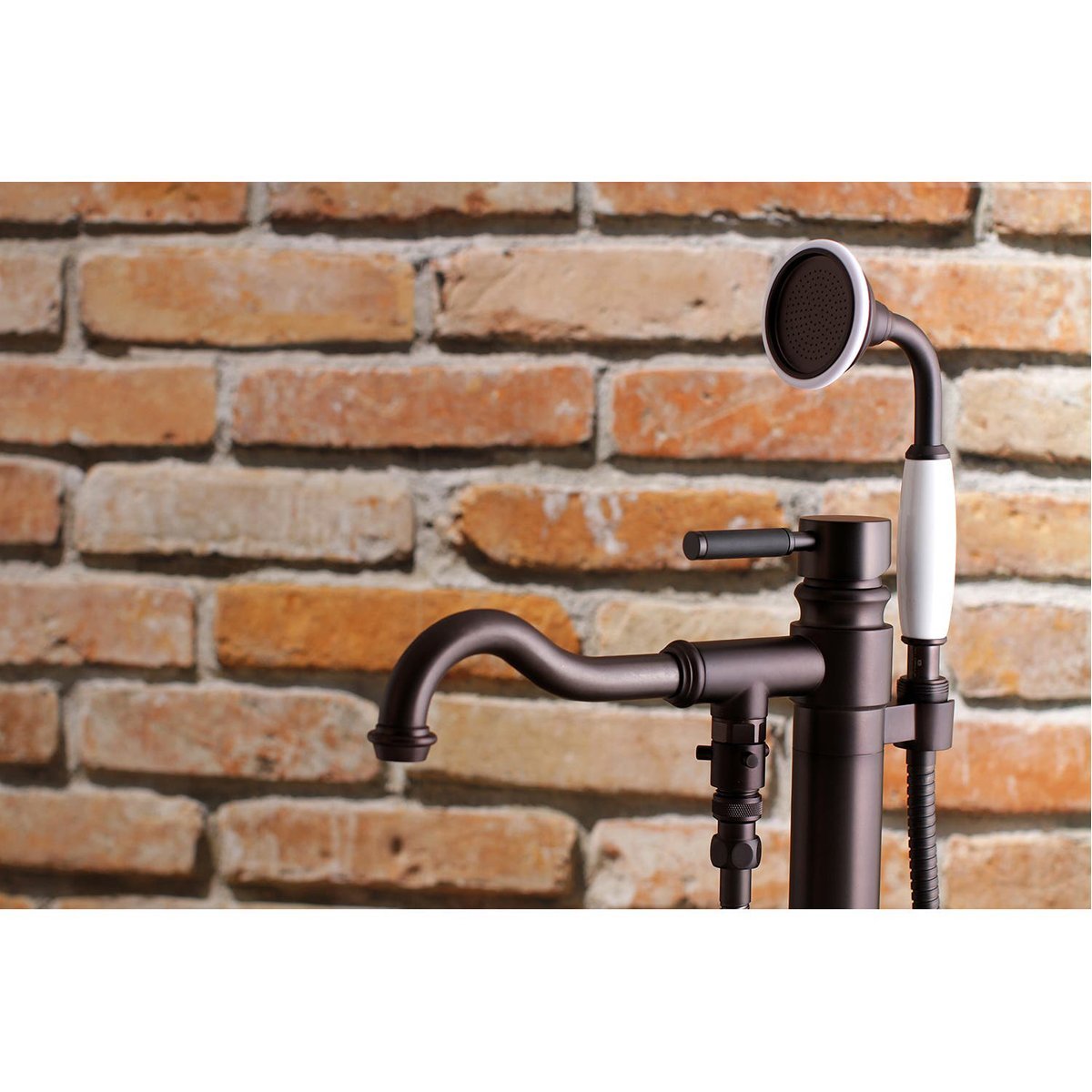Kingston Brass Kaiser Single Handle Single Hole Freestanding Tub Faucet with Hand Shower