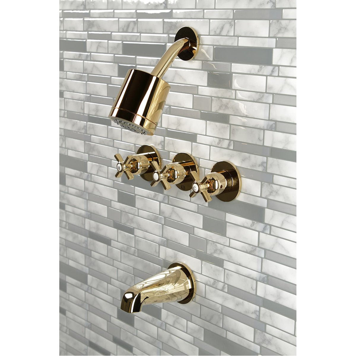 Kingston Brass Millennium Three-Handle Tub and Shower Faucet