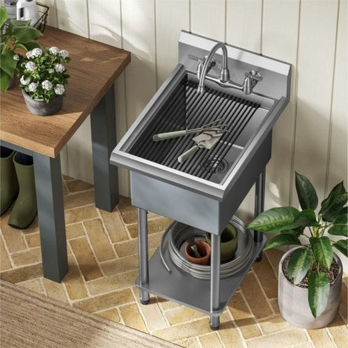 Kraus 19" Free Standing Stainless Steel Utility Sink-[product_sku]