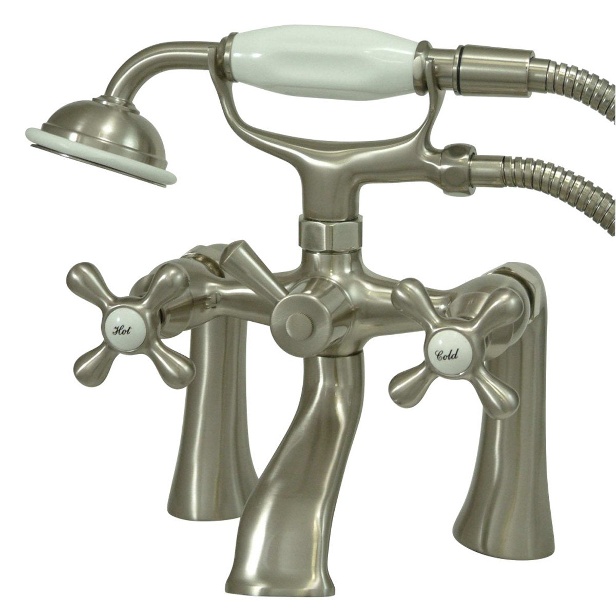 Kingston Brass Deck Mount 2-Hole Clawfoot Tub Faucet with Hand Shower