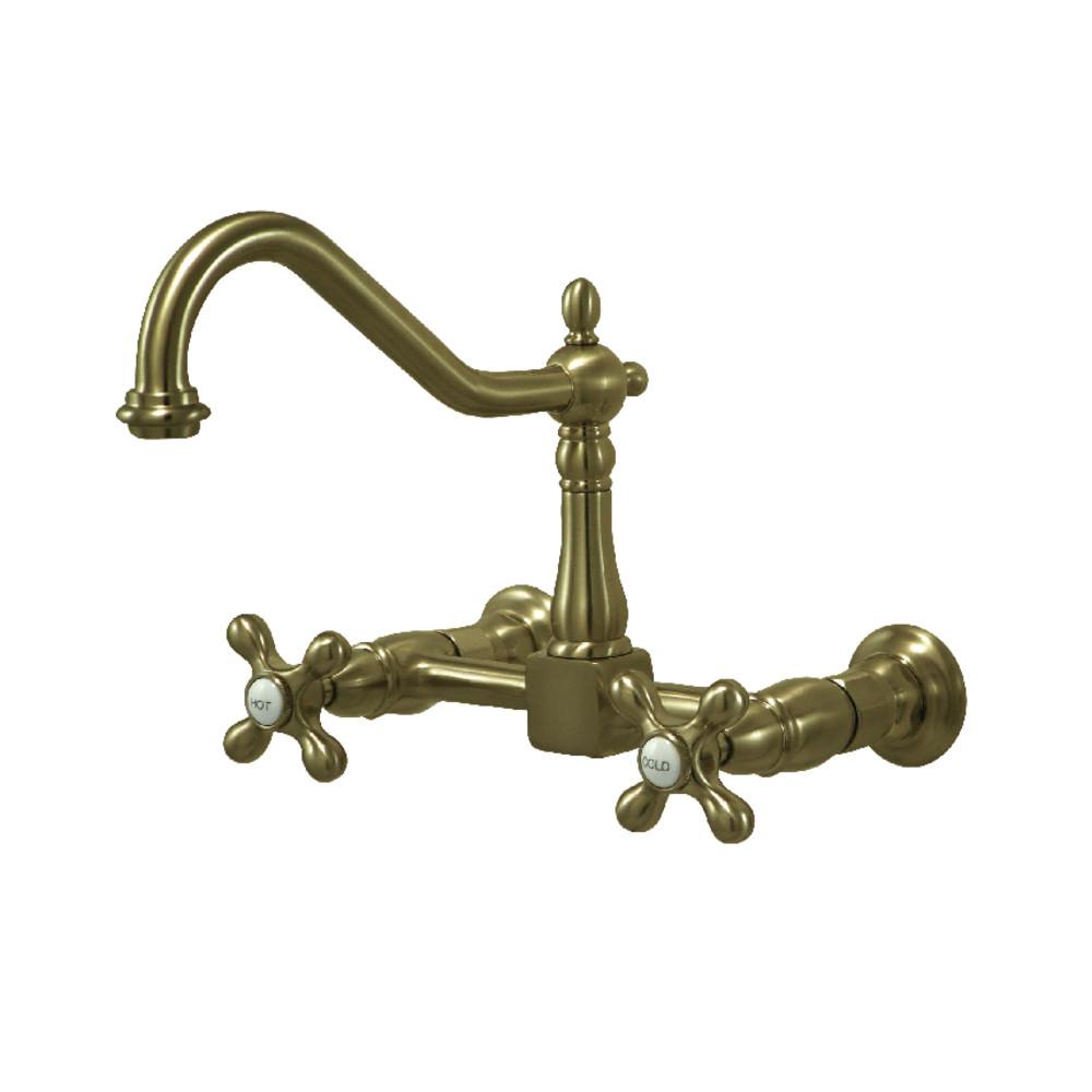 Kingston Brass Heritage 8-Inch Wall Mount 2-Hole Kitchen Faucet