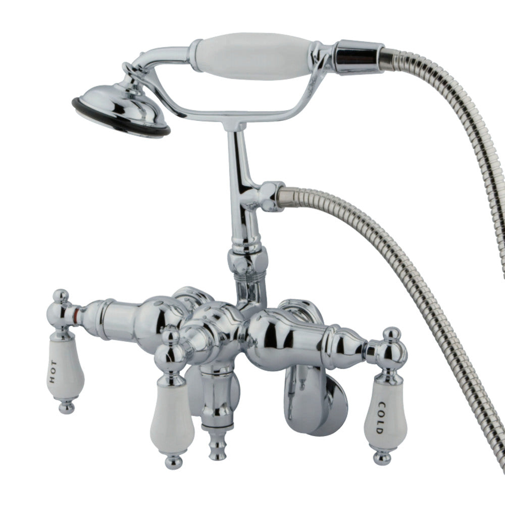 Kingston Brass Vintage Wall Mount Adjustable 3-3/8" - 9" Center Clawfoot Tub Filler with Hand Shower