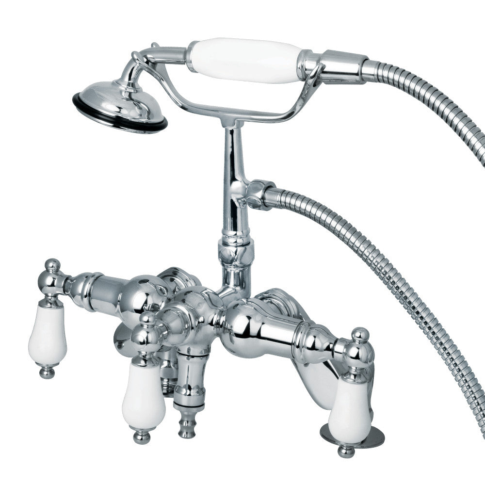 Kingston Brass Vintage 3-3/8" to 8-3/8" Deck Mount Clawfoot Tub Filler Faucet with Hand Shower