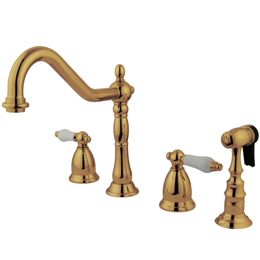 Kingston Brass Heritage Lever-Handle Widespread Kitchen Faucet