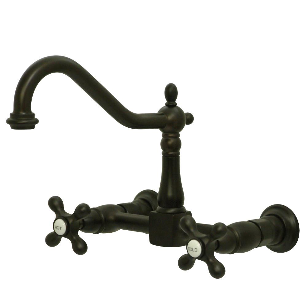 Kingston Brass Heritage 8-Inch Wall Mount 2-Hole Kitchen Faucet