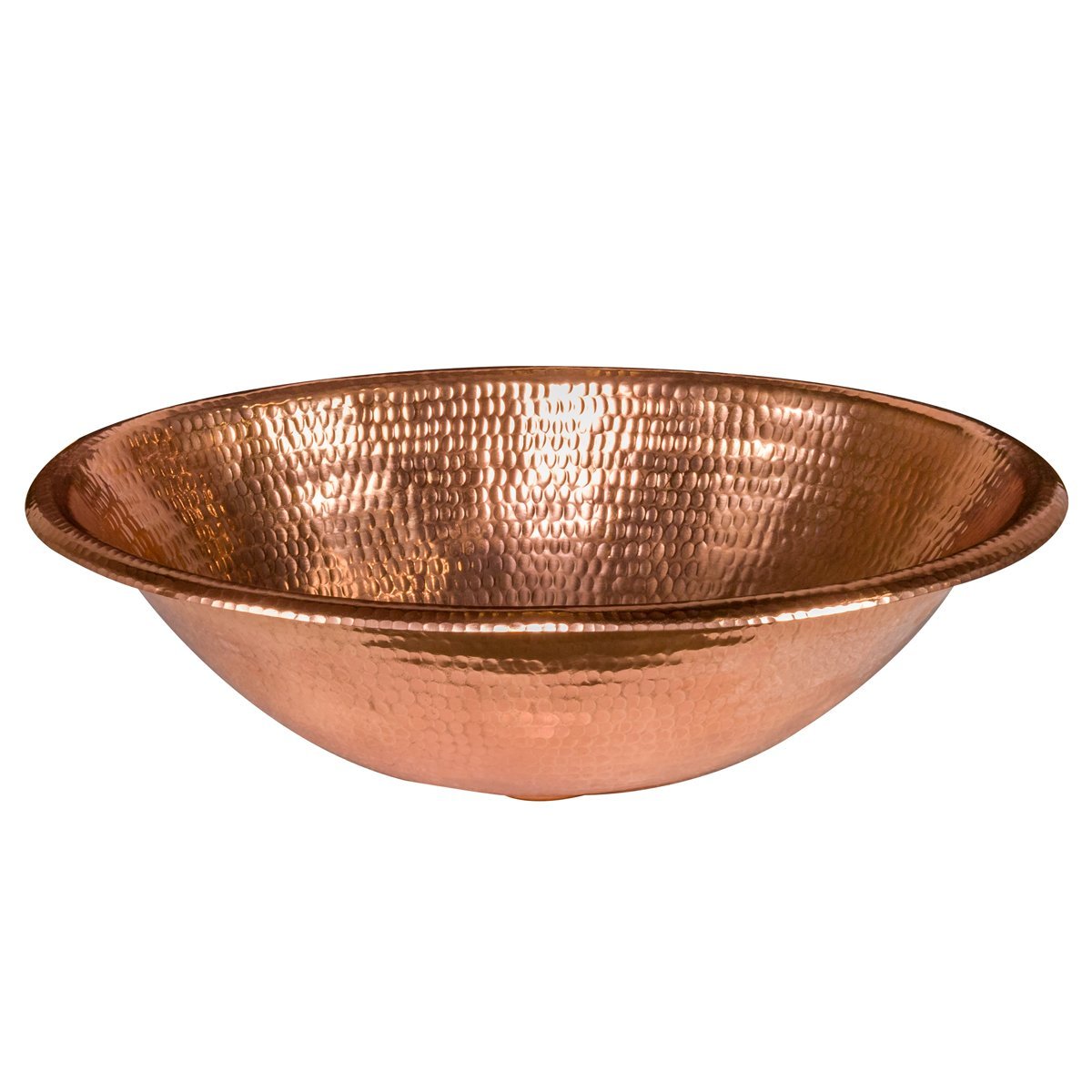 Premier Copper Products 17" Oval Self Rimming Hammered Copper Bathroom Sink-DirectSinks