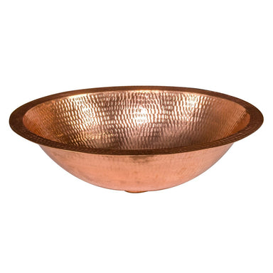 Premier Copper Products 17" Oval Under Counter Hammered Copper Bathroom Sink-DirectSinks