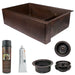 Premier Copper Products - KSP3_KA70DB33229-SD5 Kitchen Sink and Drain Package-DirectSinks