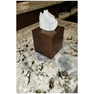 Premier Copper Products Small Hand Hammered Copper Tissue Box Cover-DirectSinks