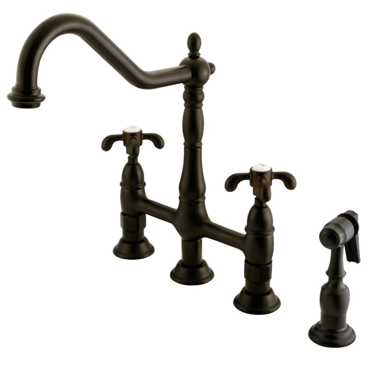 Kingston Brass French Country Widespread Kitchen Faucet, Oil Rubbed Bronze  - NBI Drainboard Sinks