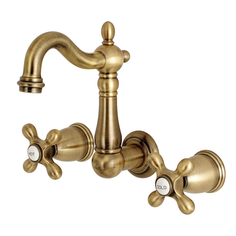 Kingston Brass Heritage 8-Inch Center Wall Mount Bathroom Faucet