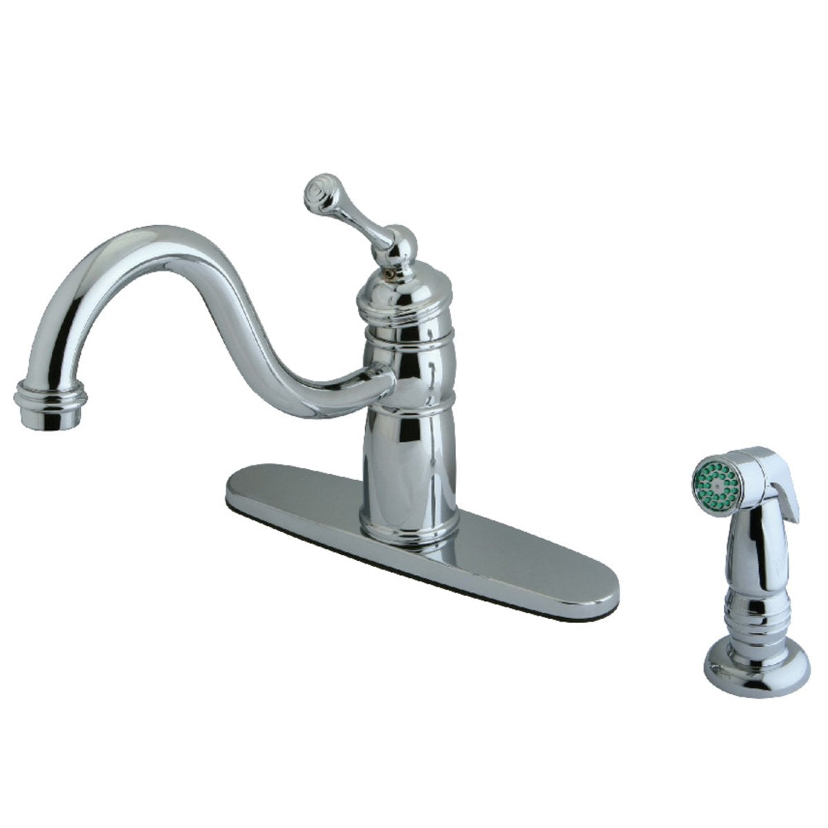 Kingston Brass Georgian Mono Deck Mount Kitchen Faucet with Sprayer