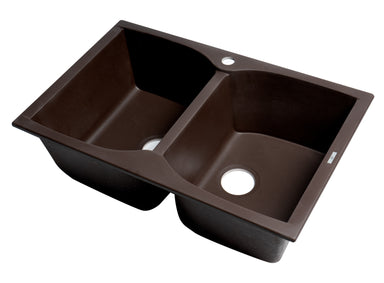 Alfi Brand 32" Drop-In Double Bowl Granite Composite Kitchen Sink-DirectSinks